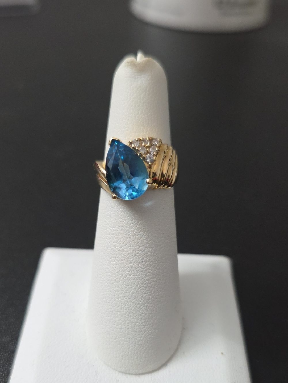 Watch Video / 14K Gold London Topaz And Diamond Ring